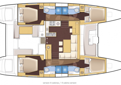 plano interior de catamaran